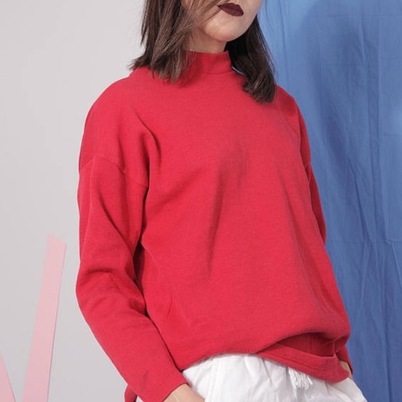 Anthropologie Tops - Mock neck sweatshirt - red